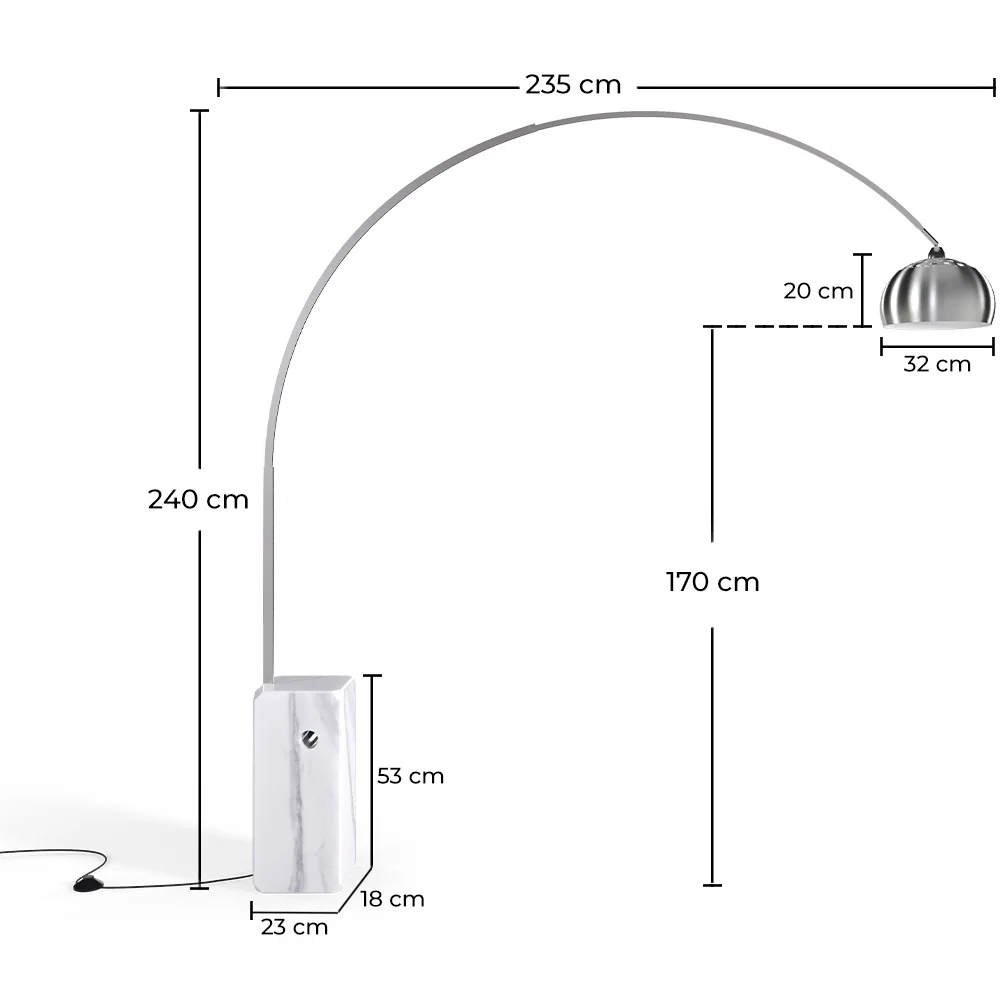 Lampada da Terra con Base in Marmo - Lampada da Salotto - Bow image 10