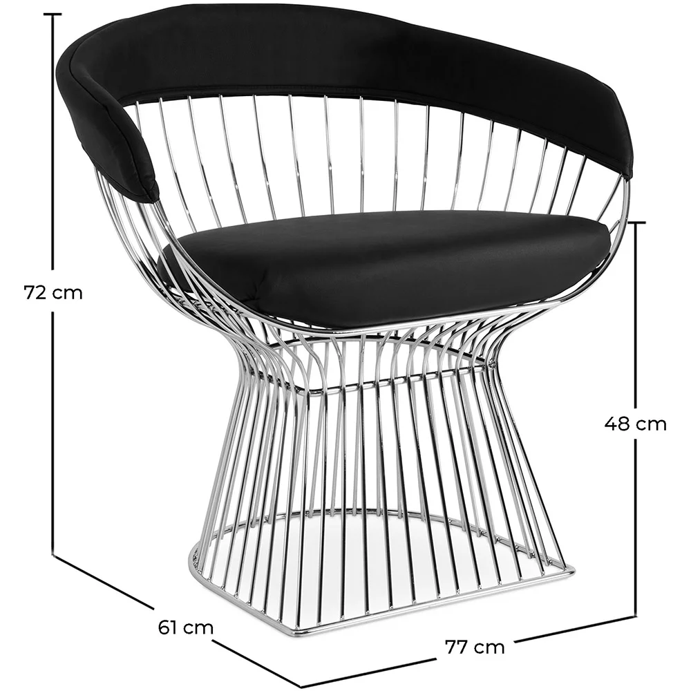 Sedia da pranzo con braccioli - Similpelle e metallo - Barrel image 10