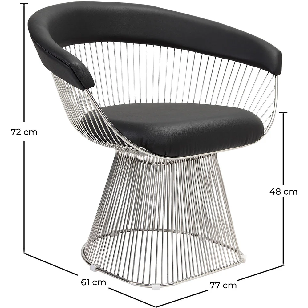 Sedia da pranzo con braccioli - Pelle e metallo - Barrel image 10