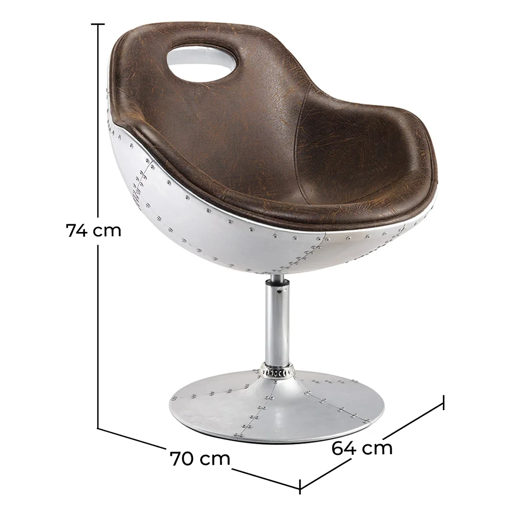 Poltrona girevole di design aviatore - Rivestita in PU image 10