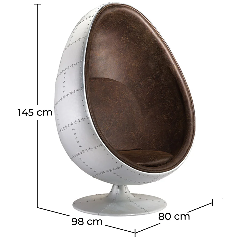 Poltrona di Design a Forma di Uovo in Stile Aviatore - Rivestita in similpelle - Eny image 10