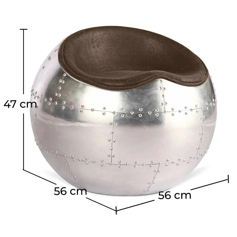 Sedia da salotto - Sedia a sfera in pelle e metallo - Circle image 10