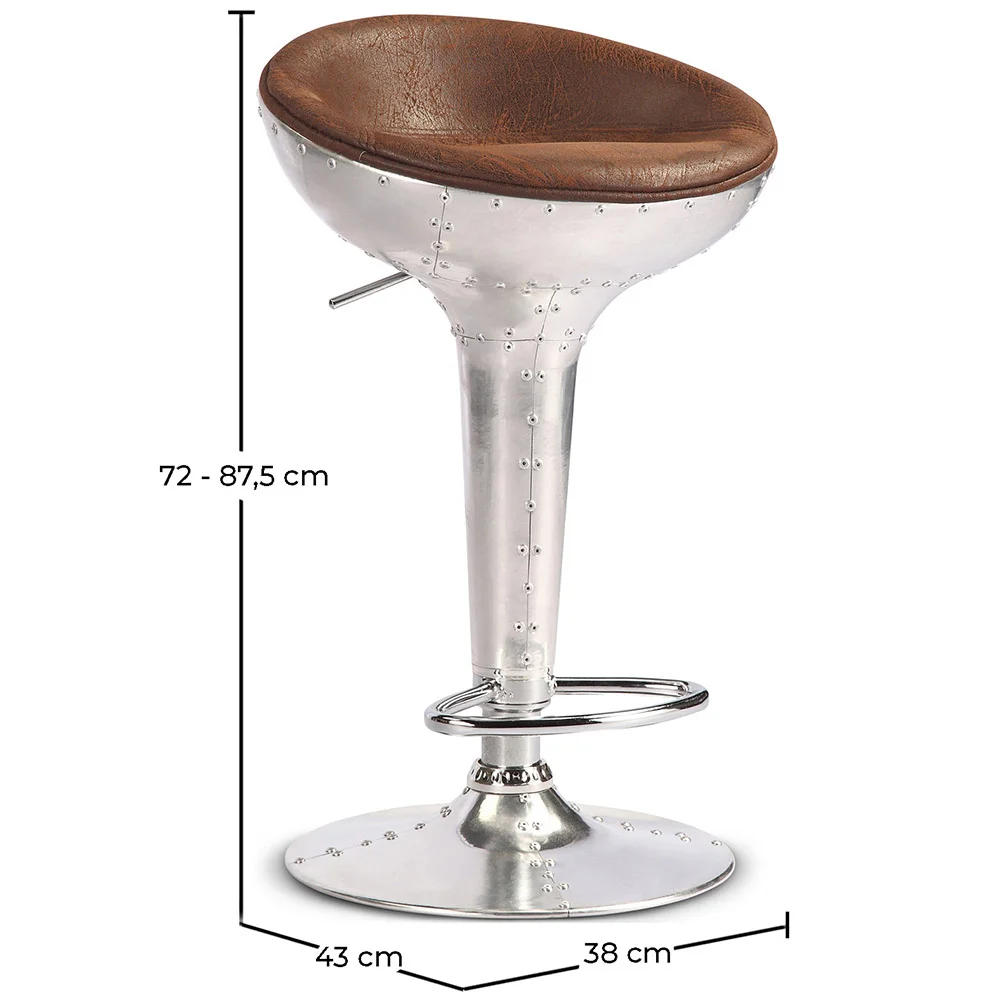Sgabello rotondo in metallo - Stile Aviator - 70 cm - Aviator image 10