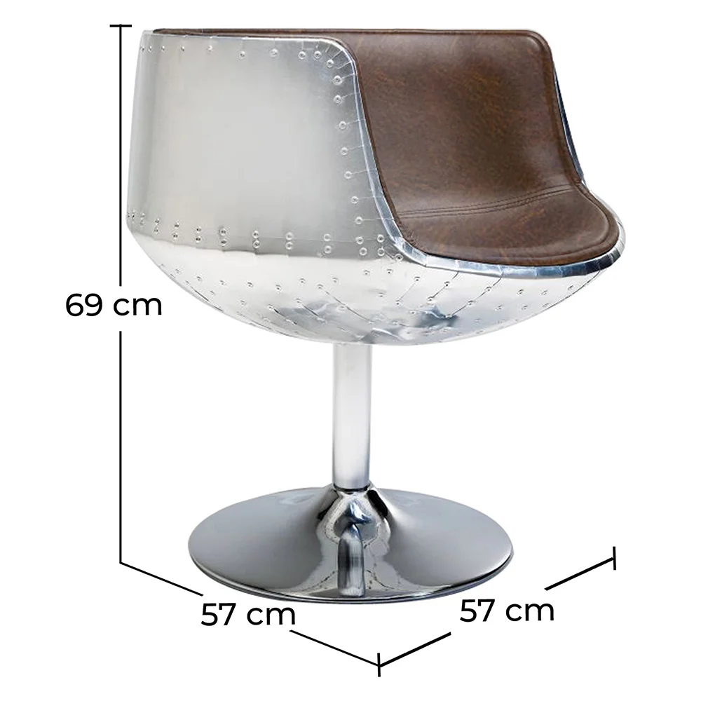 Sedia da salotto - Sedia di design - Similpelle e metallo - Cognac image 10