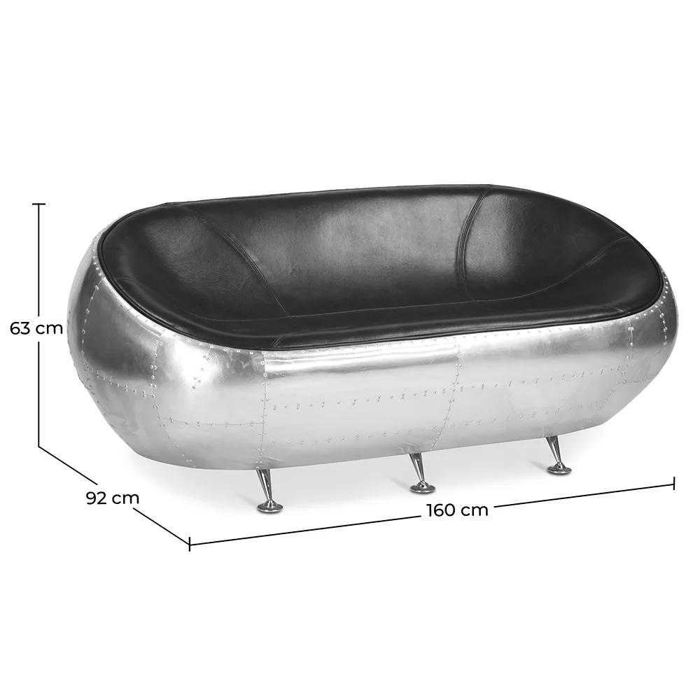 Divano 2 Posti - Design Aviatore - Pelle - Aviator image 10