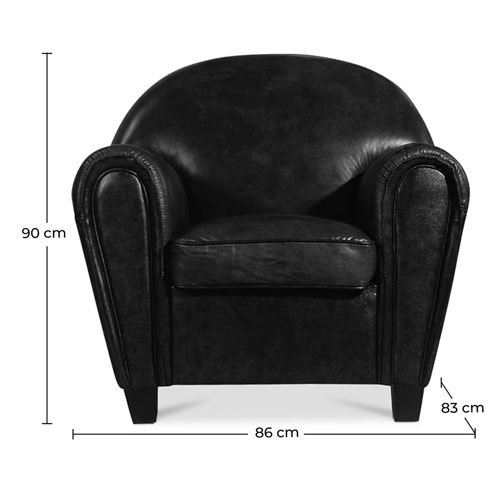 Poltrona con braccioli - Rivestita in pelle - Club image 10