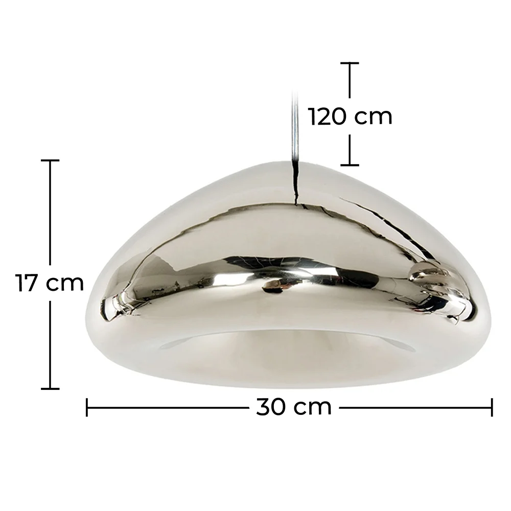  Lampadario - Lampada a Sospensione in Metallo Cromato - 30 cm - Nullify image 10