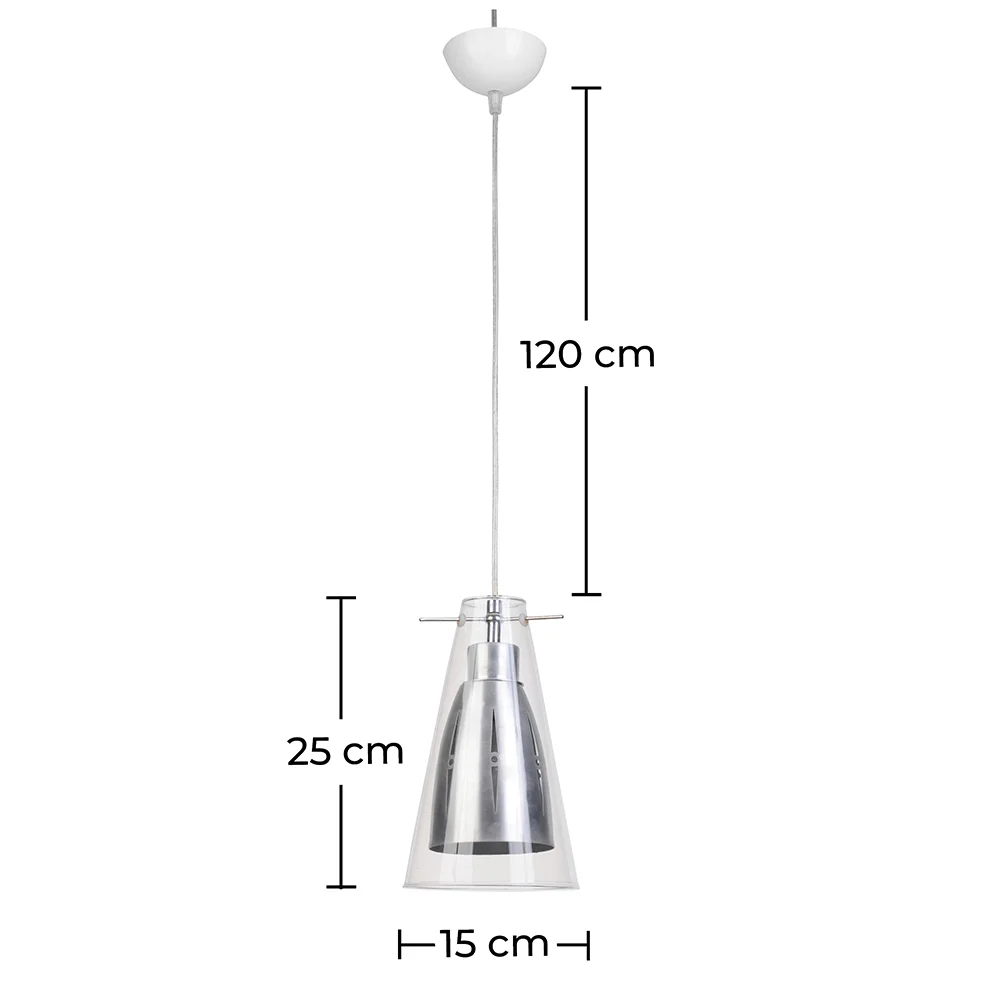 Lampada a soffitto - Lampada a sospensione - Acciaio e vetro - Apolo image 10