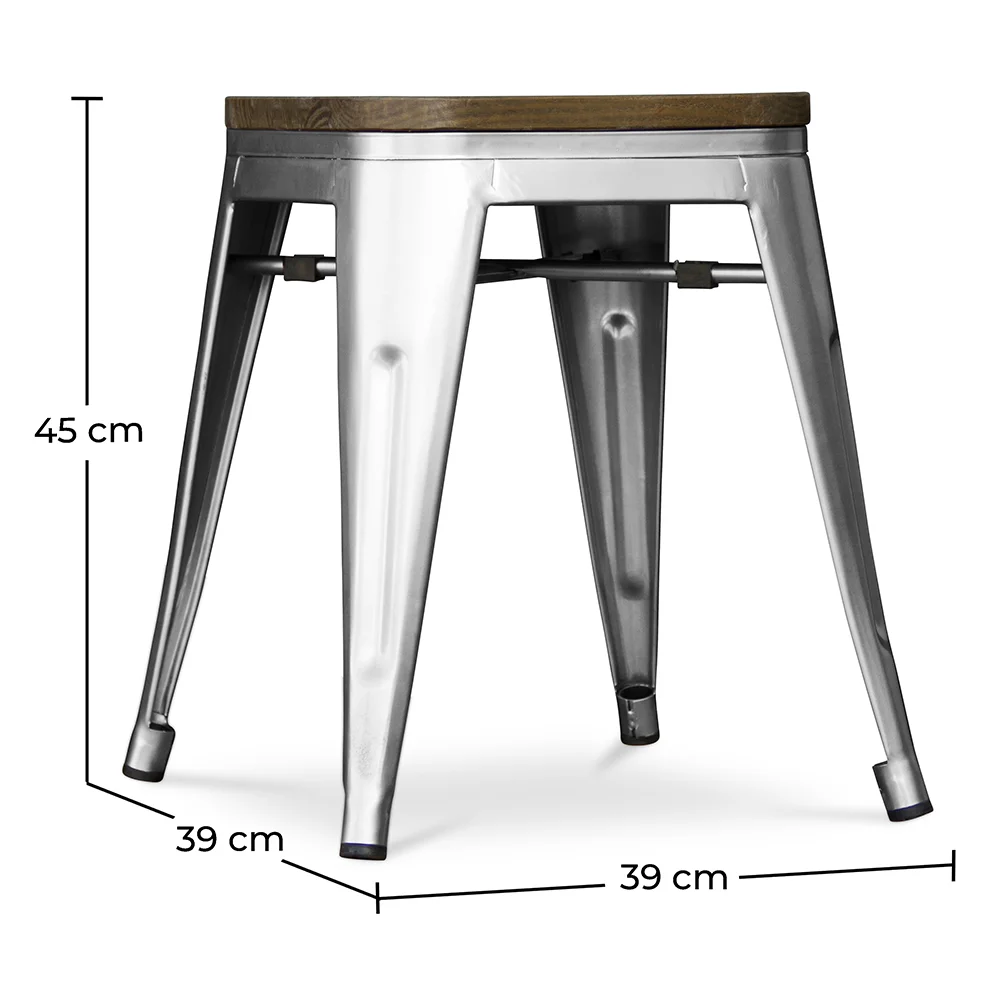 Sgabello di design industriale - Legno e acciaio - 45cm - Stylix image 10