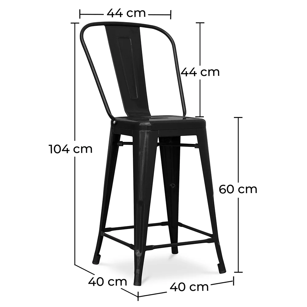 Sgabello da bar con schienale - Design industriale - 60cm - Stylix image 10