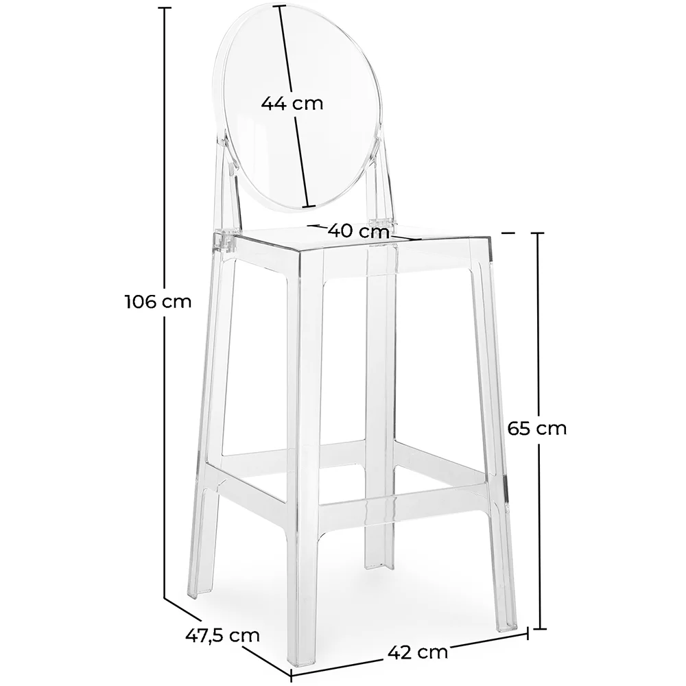 Sgabello da bar con schienale - Design trasparente - 65cm - Victoria Queen image 10