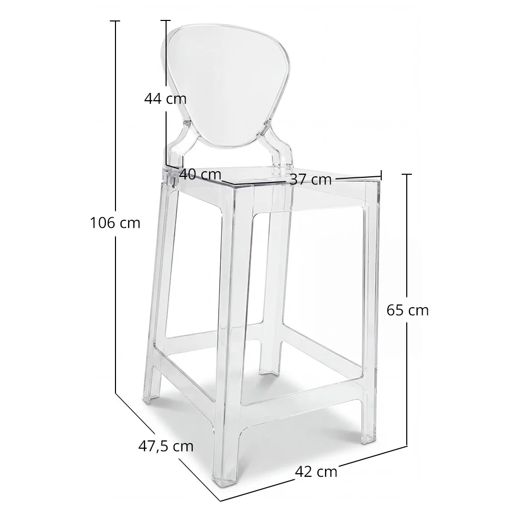 Sgabello da bar con schienale - Design trasparente - 65cm - Victoria Queen image 10