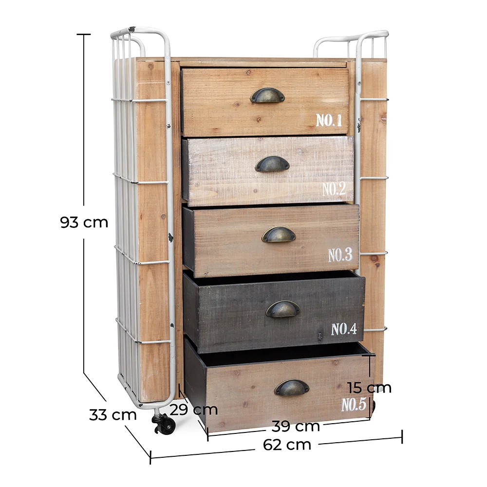 Cassettiera in Legno - Stile Industriale - Joy image 10