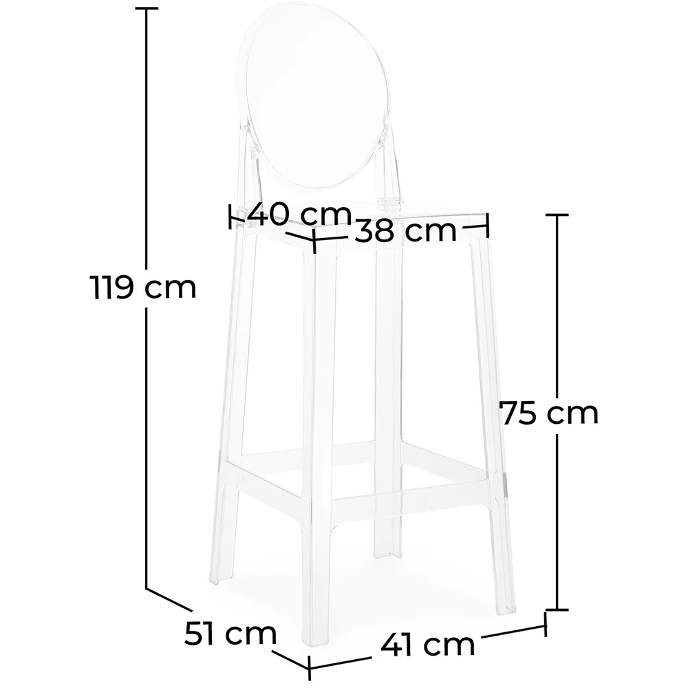 Sgabello da bar con schienale - Design trasparente - 75 cm - Victoria Queen image 10