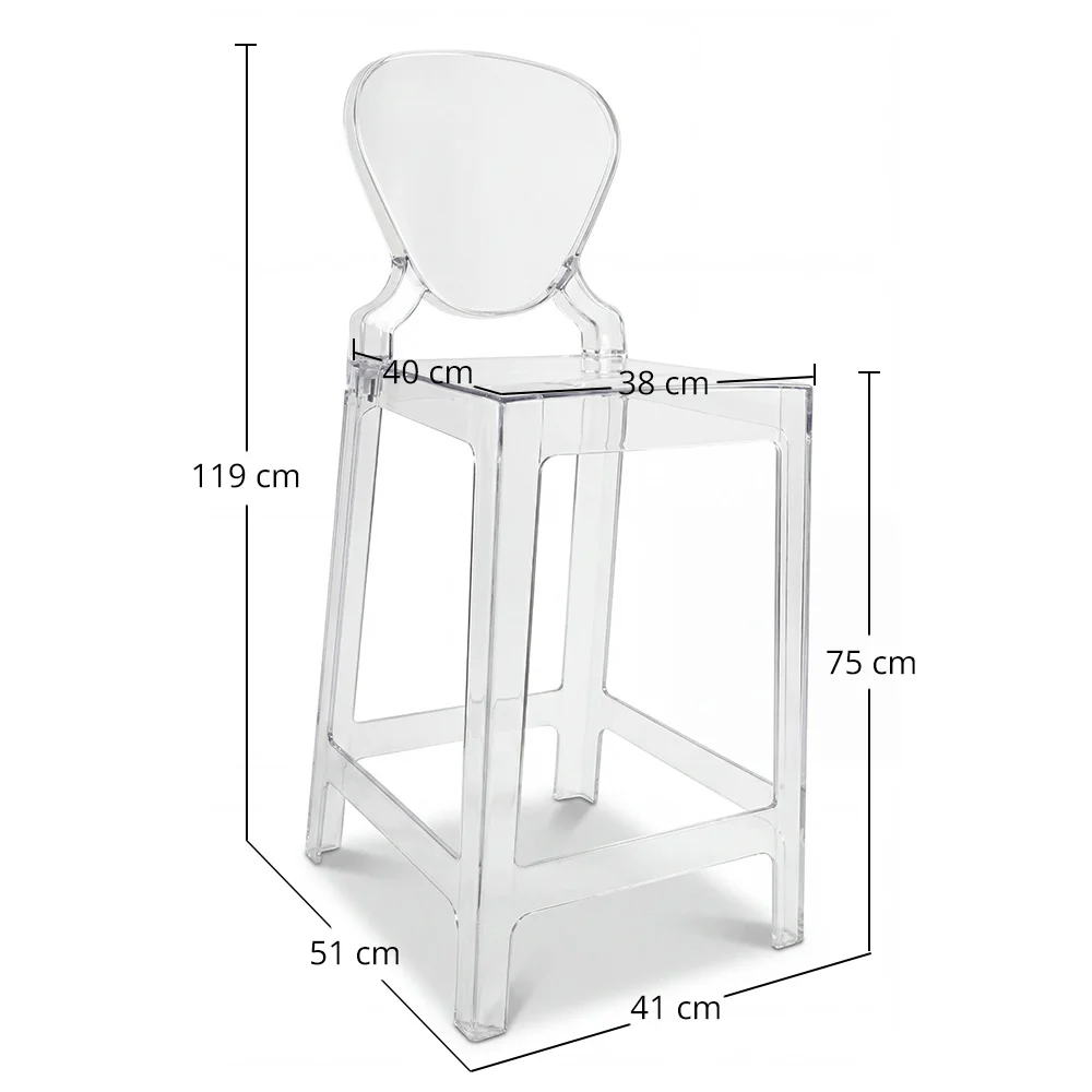 Sgabello da bar con schienale - Design trasparente - 75 cm - Victoria Queen image 10