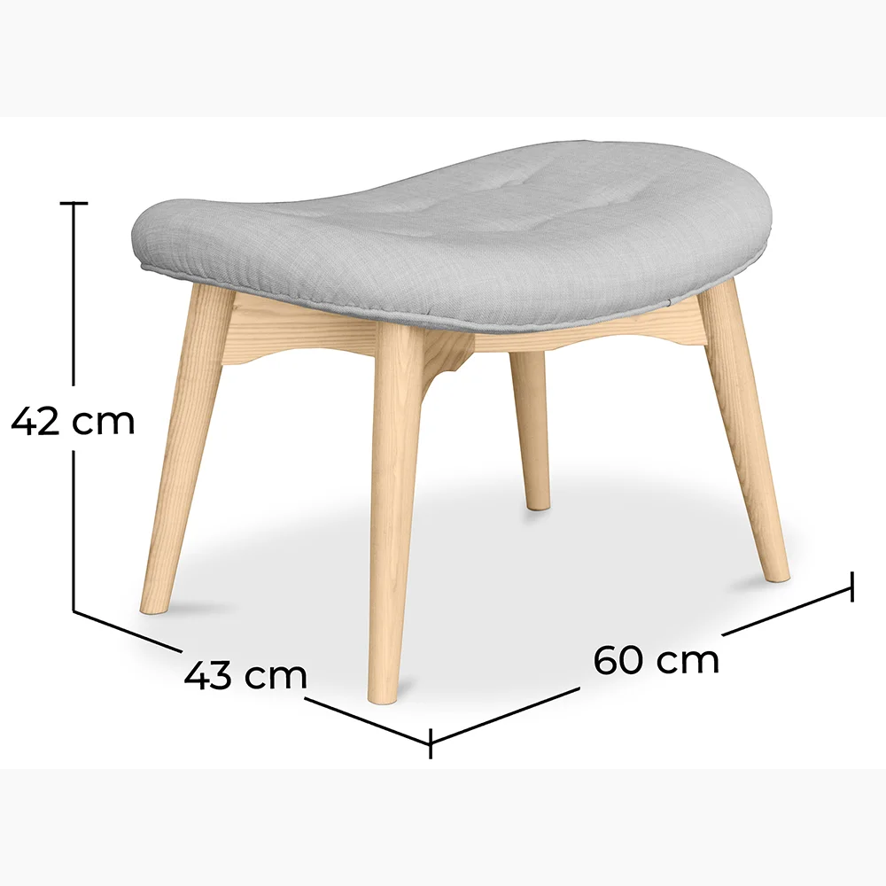 Poggiapiedi rivestito in lino - Design scandinavo - Legno - Kontor image 10