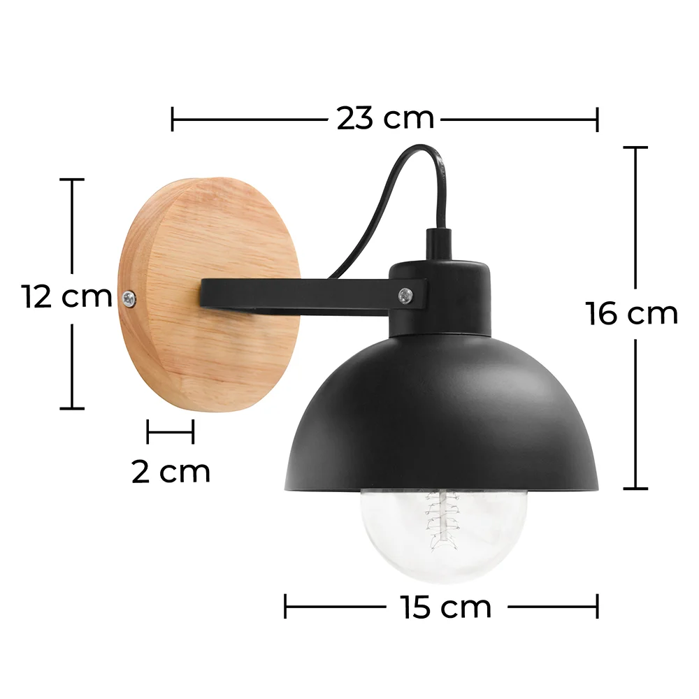 Lampada da Parete - Stile Scandinavo - Metallo e Legno - Syla image 10