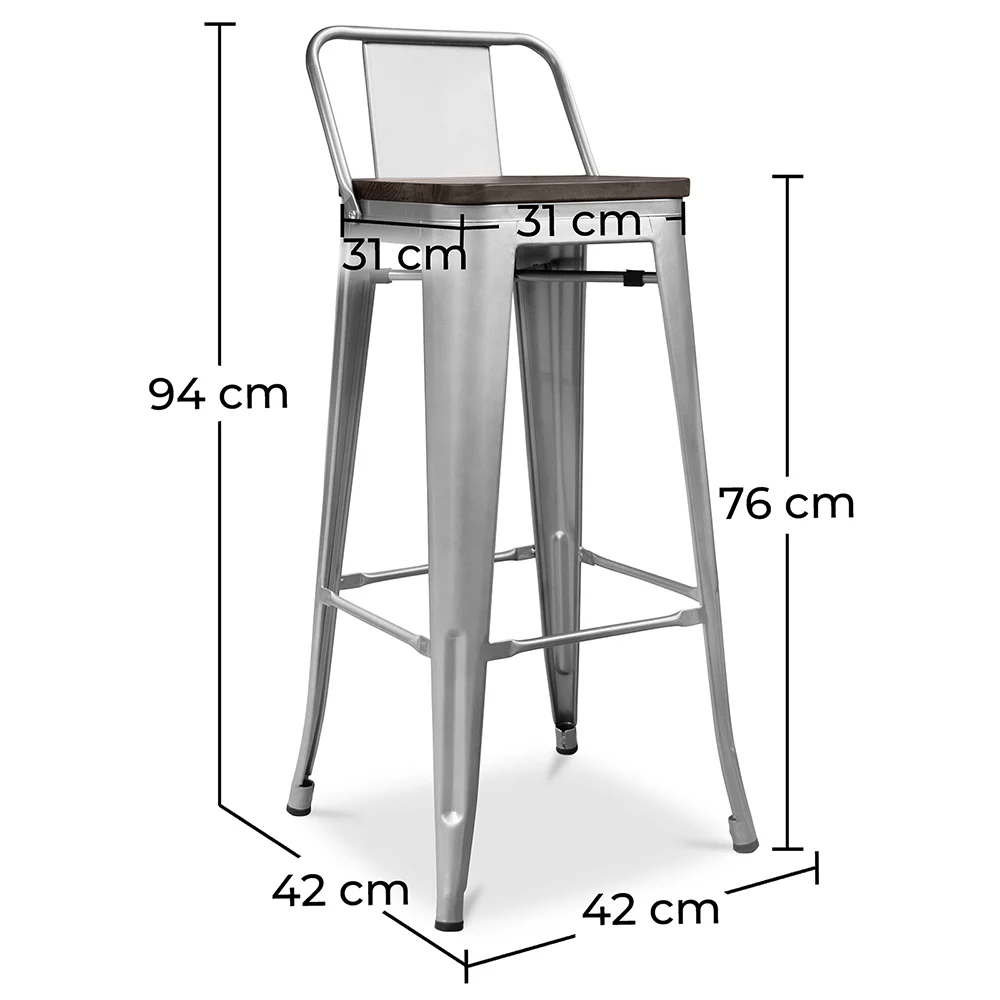 Sgabello da bar di design industriale con schienale - Legno e acciaio - 76 cm - Stylix image 10
