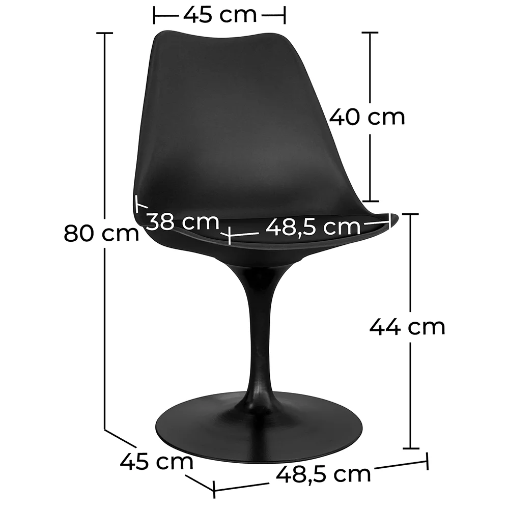 Sedia da pranzo - Sedia girevole nera - Tulip image 10