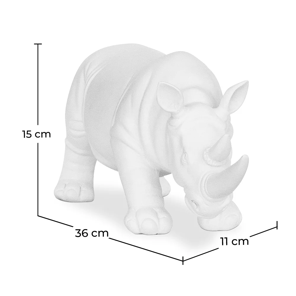 Statuetta Decorativa Rinoceronte - Bianco Opaco - Rhyn image 10