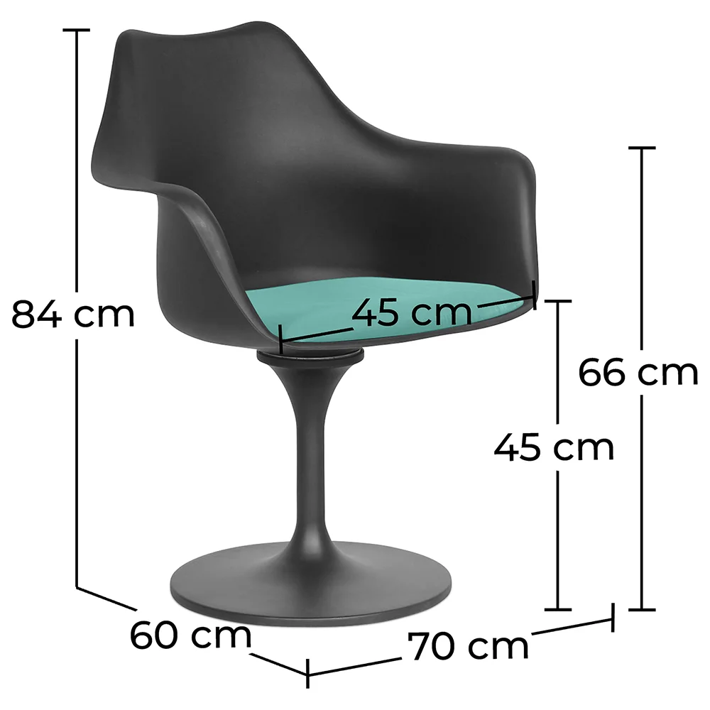 Sedia da pranzo con braccioli - Sedia girevole nera - Tulipan image 10