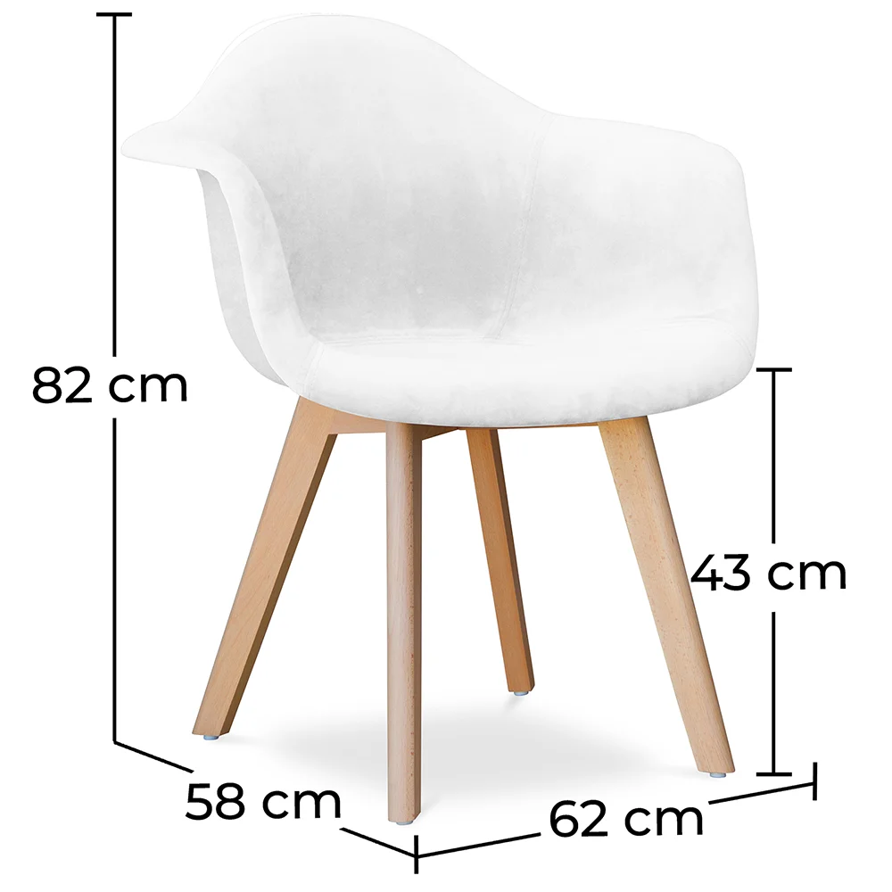 Sedia da pranzo con braccioli - Rivestita in velluto - Dawick image 10