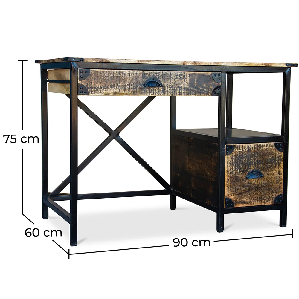 Scrivania in Legno con Cassetti - Stile Industriale - Nashville image 10
