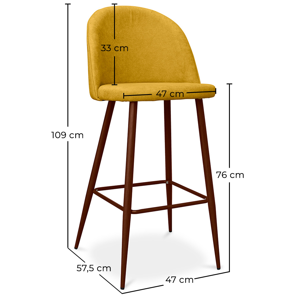 Sgabello imbottito in tessuto - Design scandinavo - 76cm - Evelyne image 10