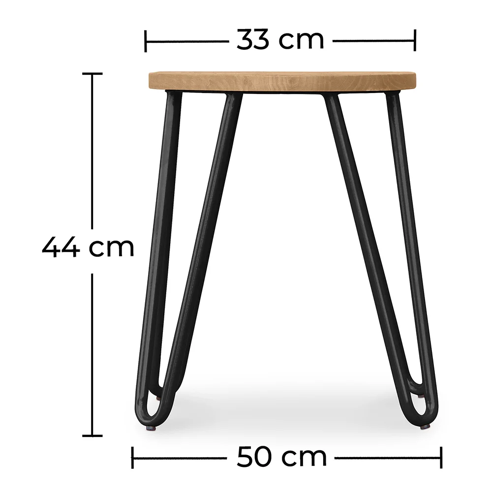 Sgabello da bar rotondo - Design industriale - Legno e acciaio - 44 cm - Hairpin image 10