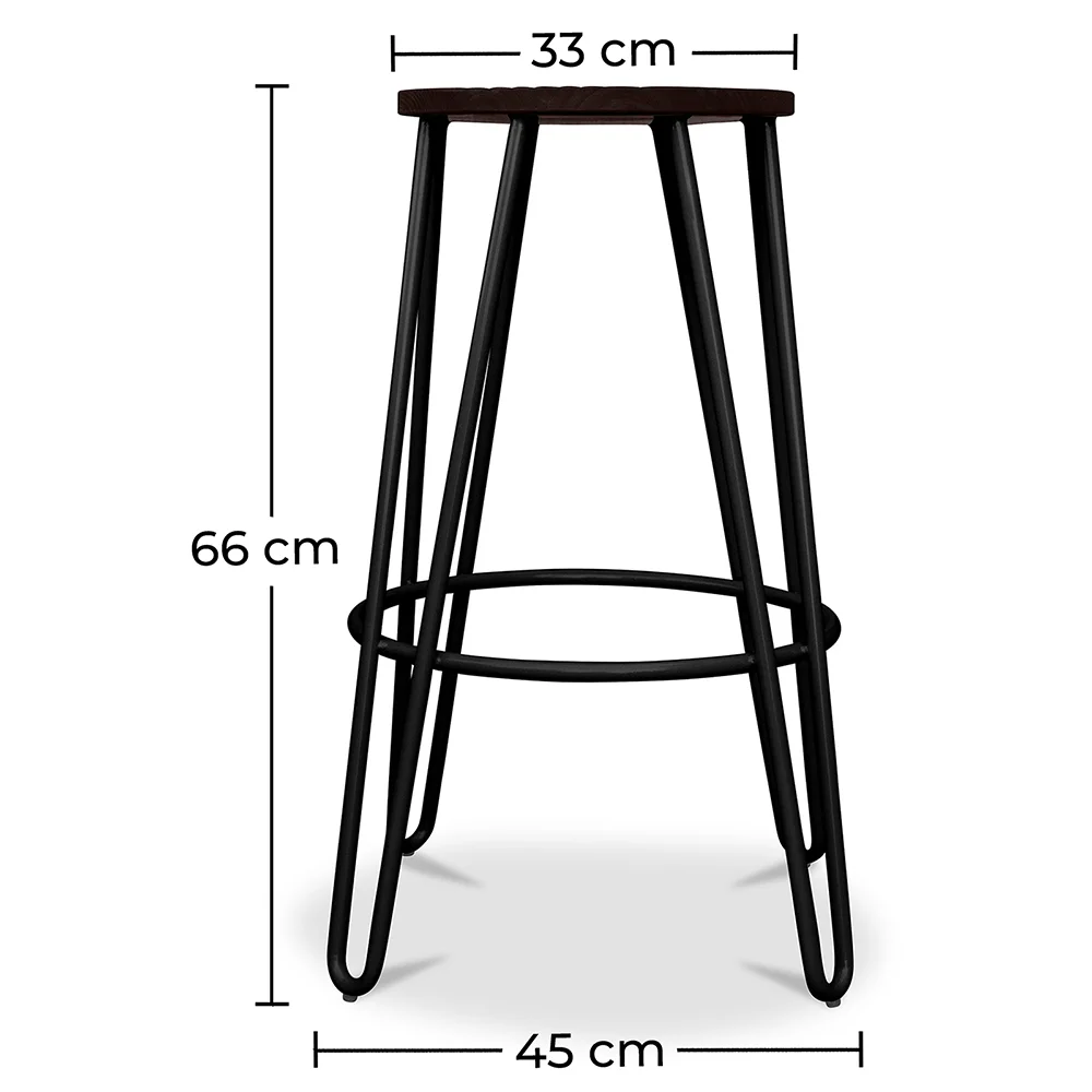 Sgabello rotondo - Design industriale - Legno e metallo - 66cm - Hairpin image 10