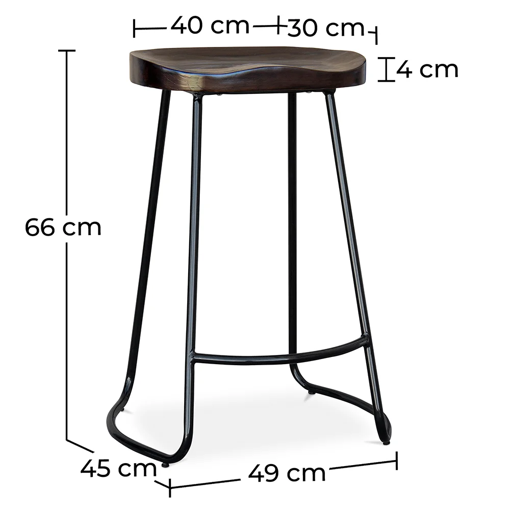 Sgabello da bar - Design industriale - Legno e metallo - 66 cm - Adriel image 10