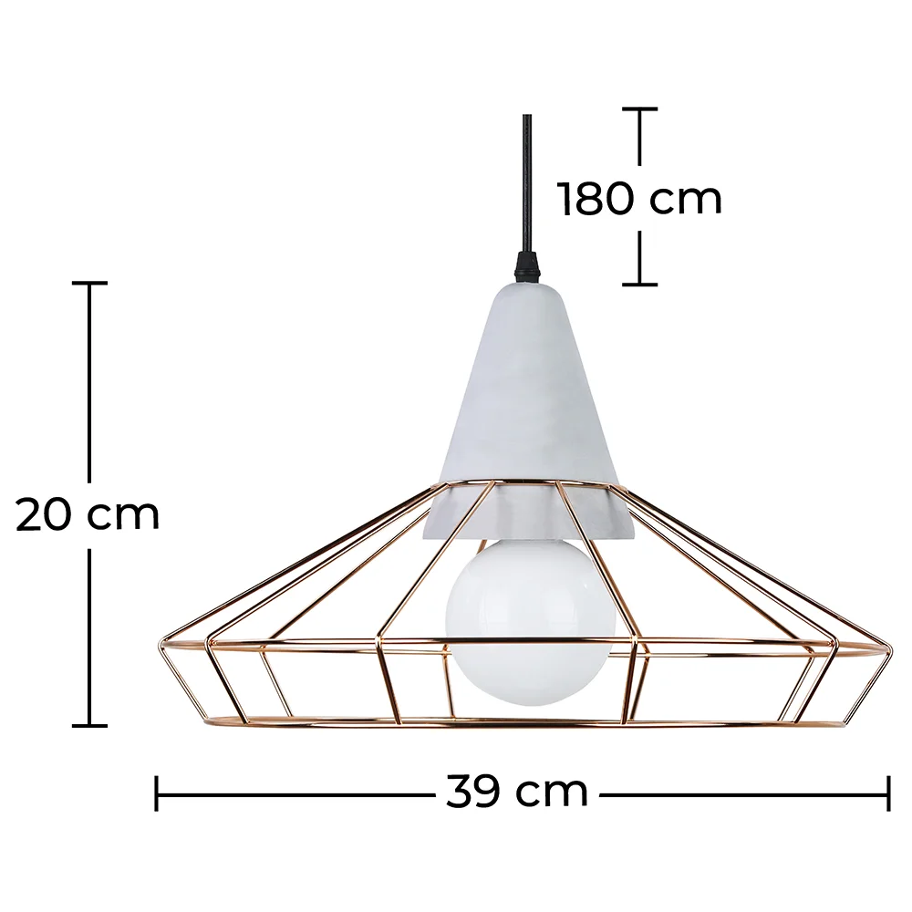 Lampada a Soffitto Design Retrò - Lampada Sospesa in Metallo e Cemento - Giotto image 10