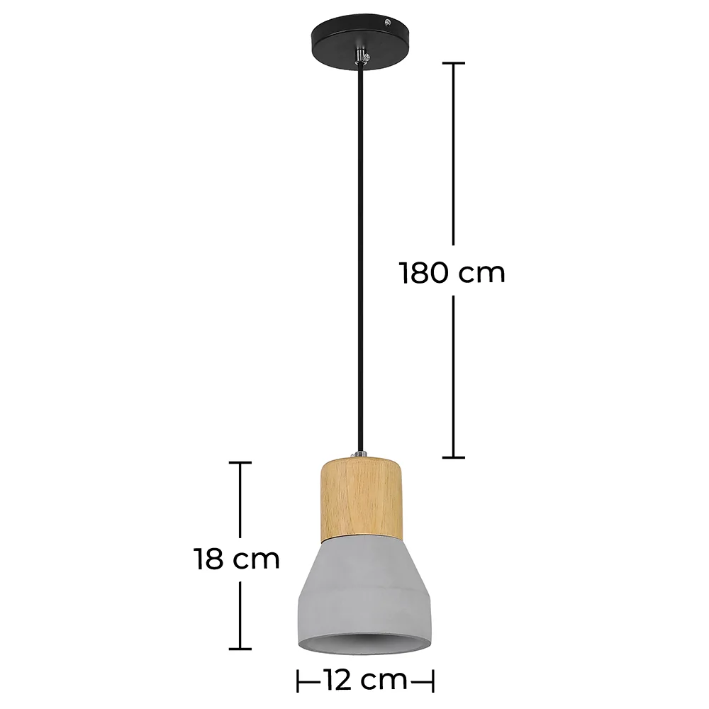 Lampada a soffitto in legno e cemento - Lampada a sospensione in Stile Scandinavo - Minnie image 10