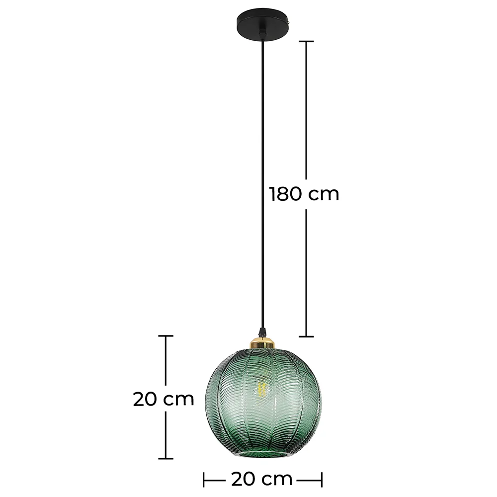 Lampada da soffitto dal design vintage - Lampada a sospensione a sfera verde - Viola image 10