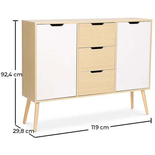 Credenza in Legno - Stile Scandinavo - 3 cassetti - Roger image 10