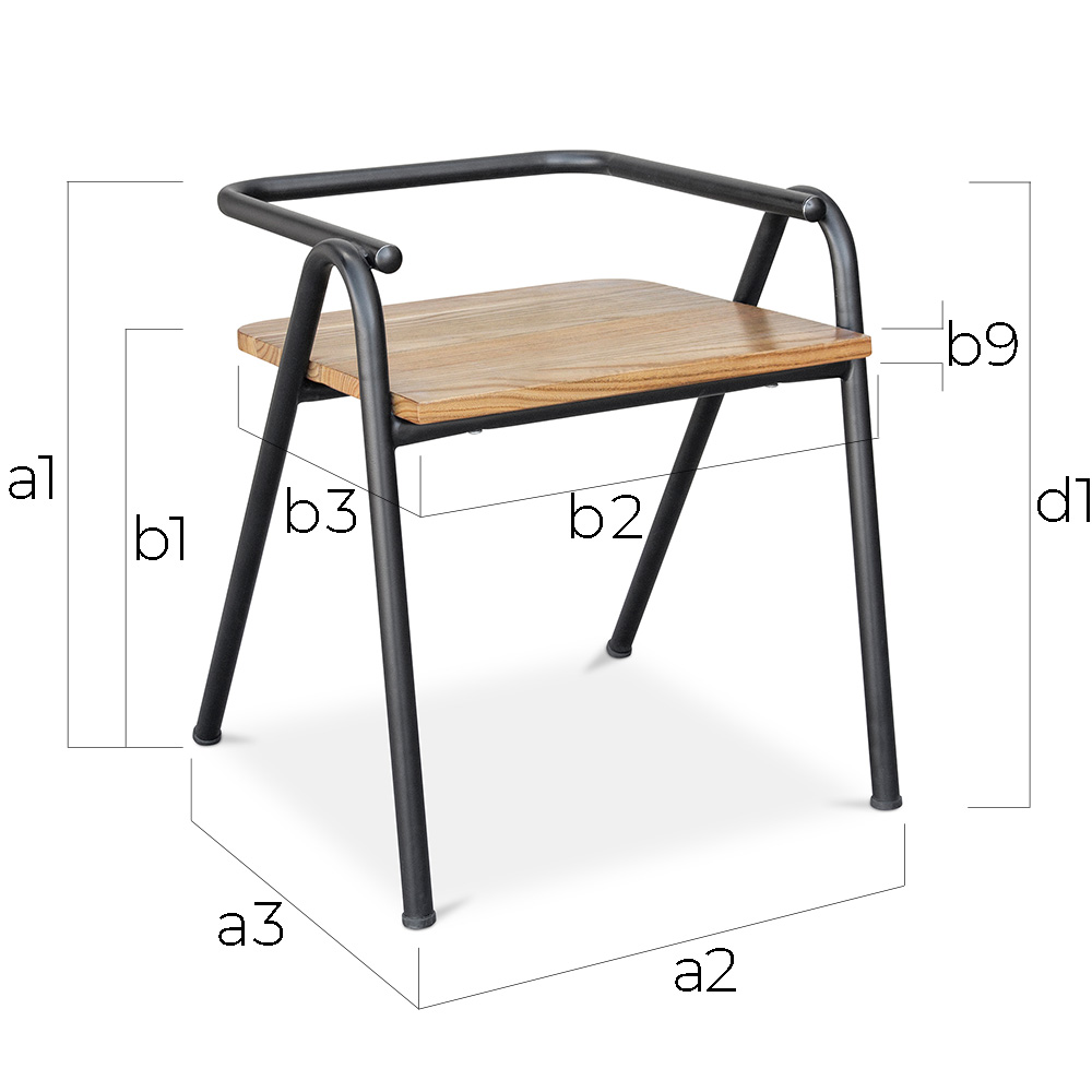 Sedia da pranzo - Design industriale - Legno e metallo - Achak image 10