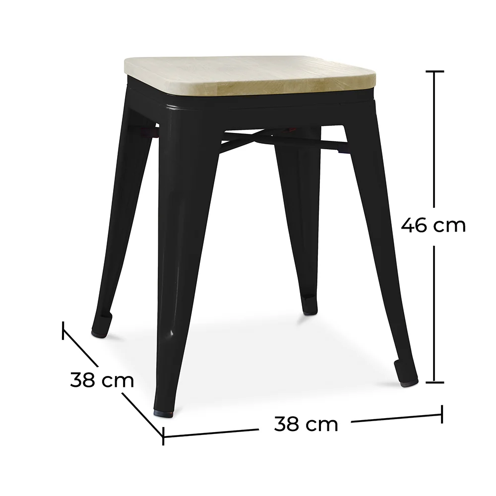 Sgabello di design industriale - Legno e metallo - 45cm - Stylix image 10