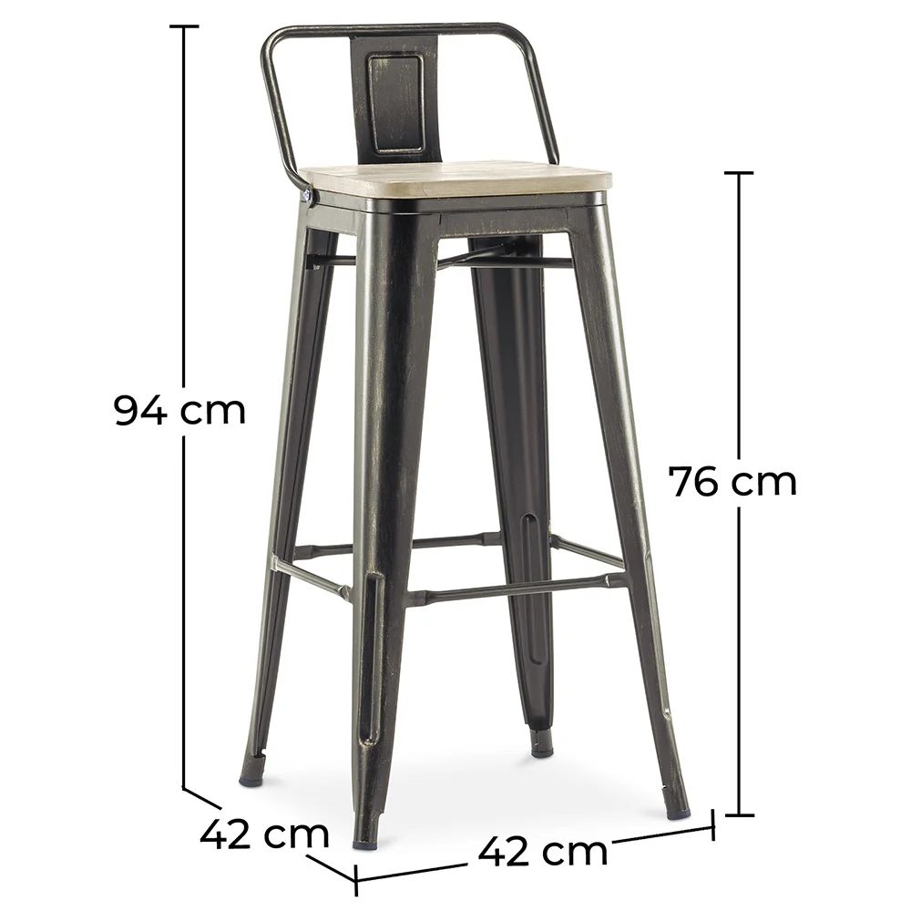 Sgabello da bar con schienale - Design industriale - 76 cm - Stylix image 10