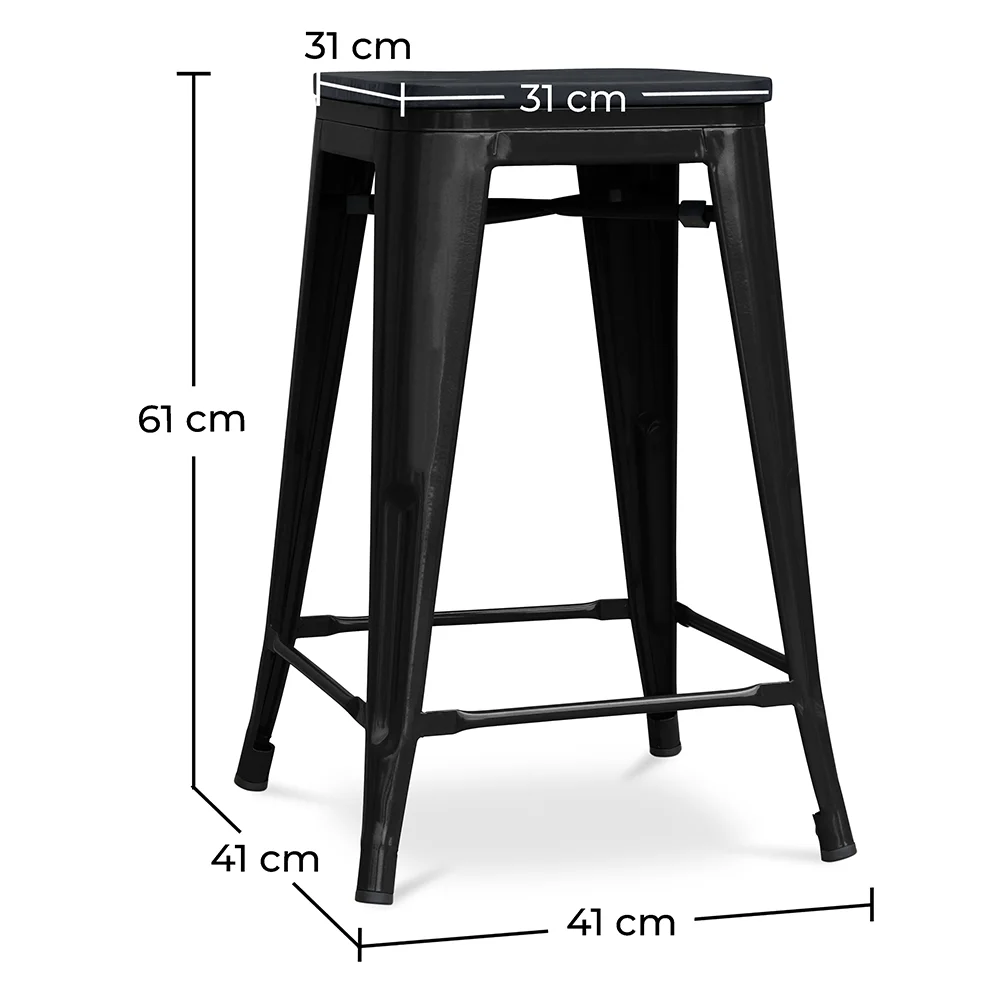 Sgabello da bar - Design industriale - Legno e acciaio - 61 cm - Stylix image 10