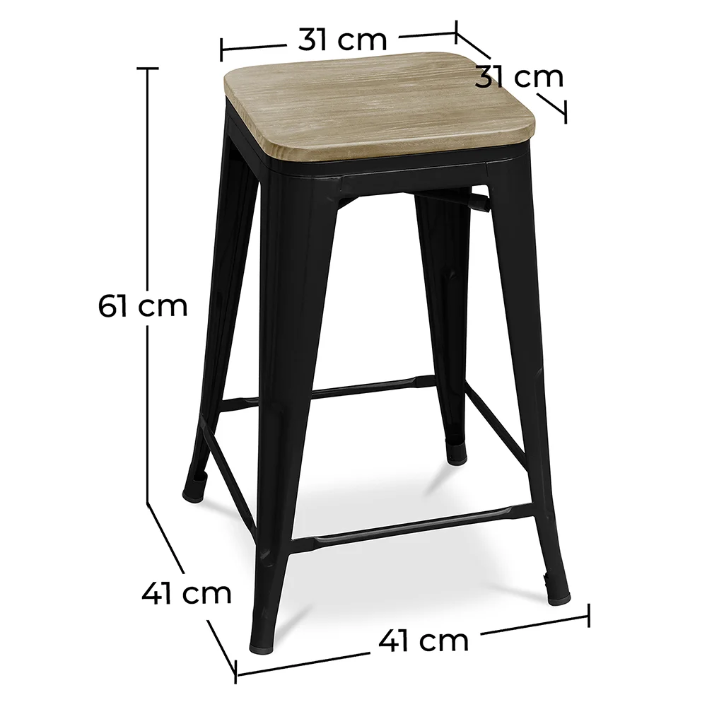 Sgabello da bar di design industriale - Legno e acciaio - 61 cm - Stylix image 10