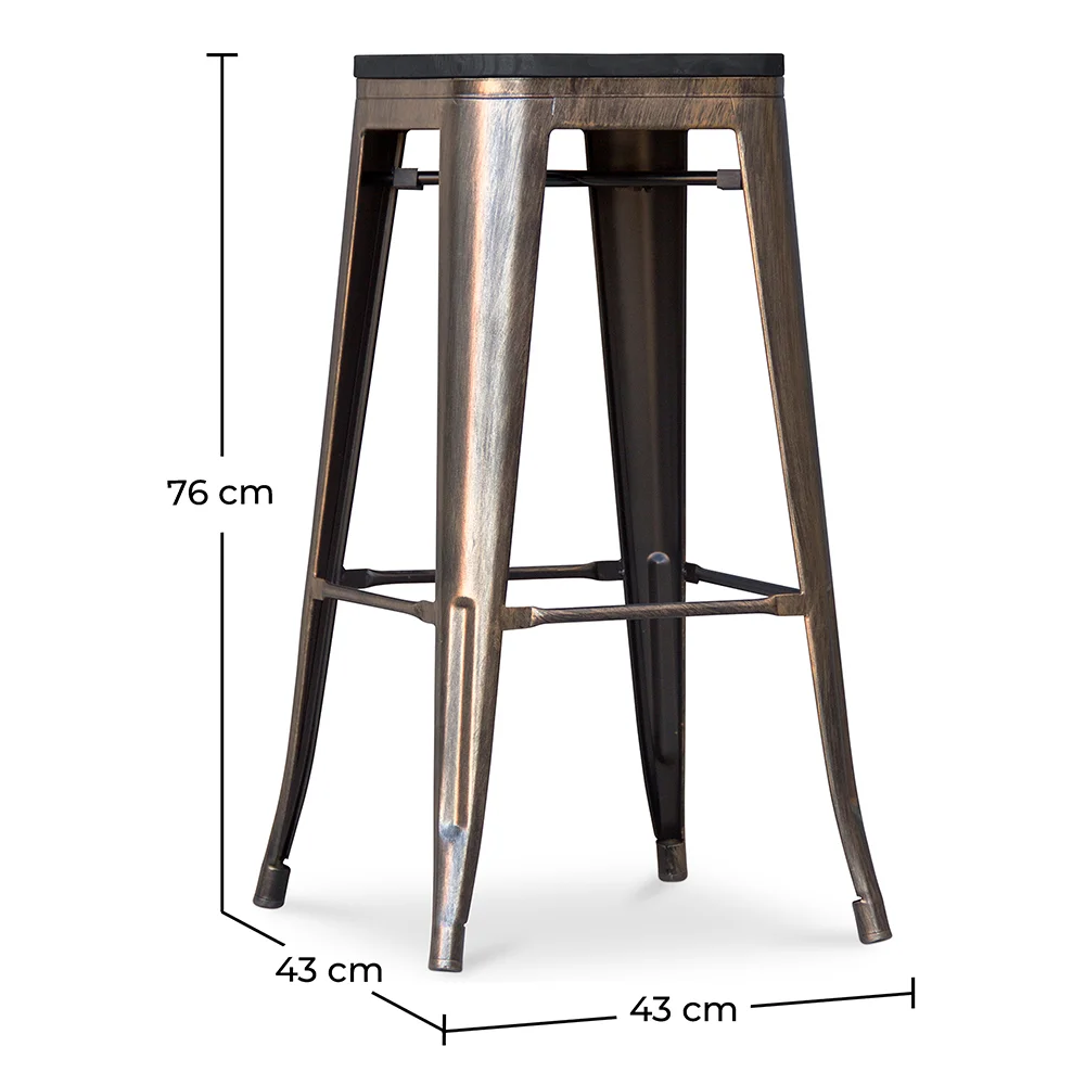 Sgabello da bar - Design industriale - Legno e metallo - 76cm - Stylix image 10