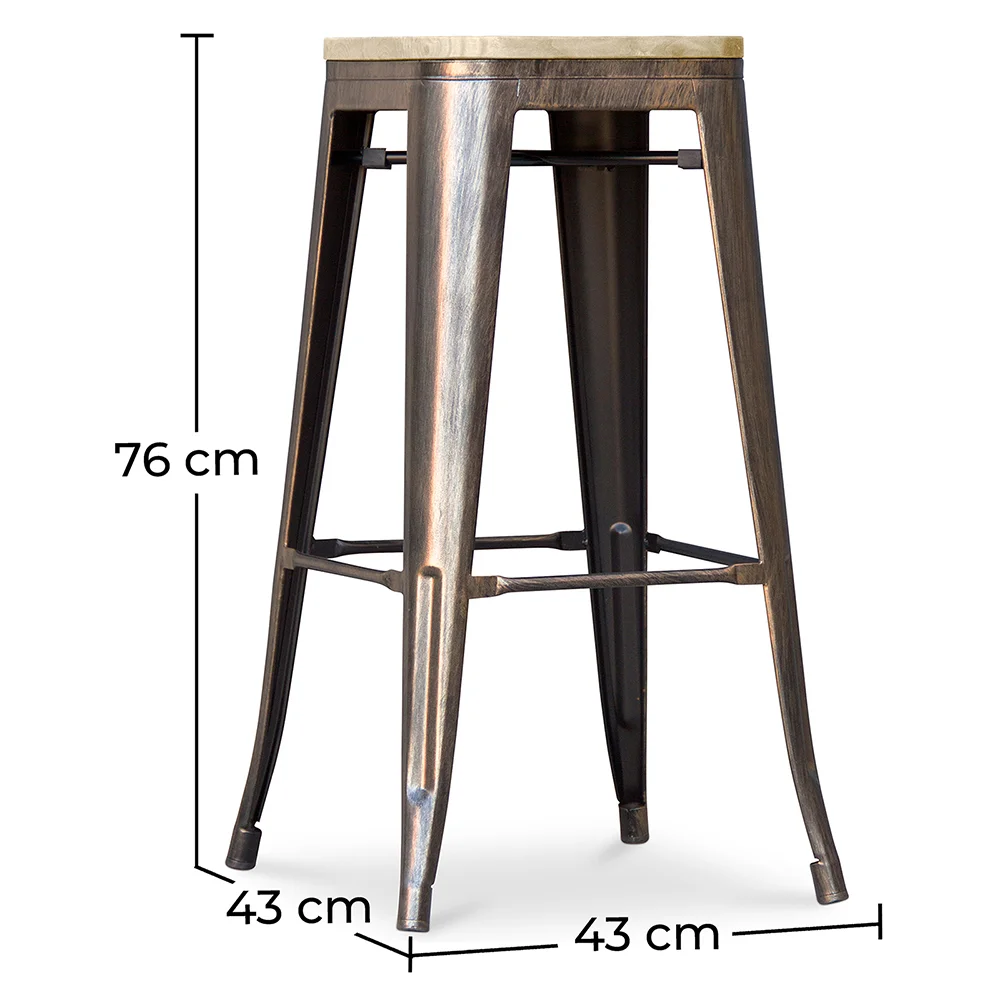 Sgabello da bar - Design industriale - Acciaio e legno - 76cm - Stylix image 10