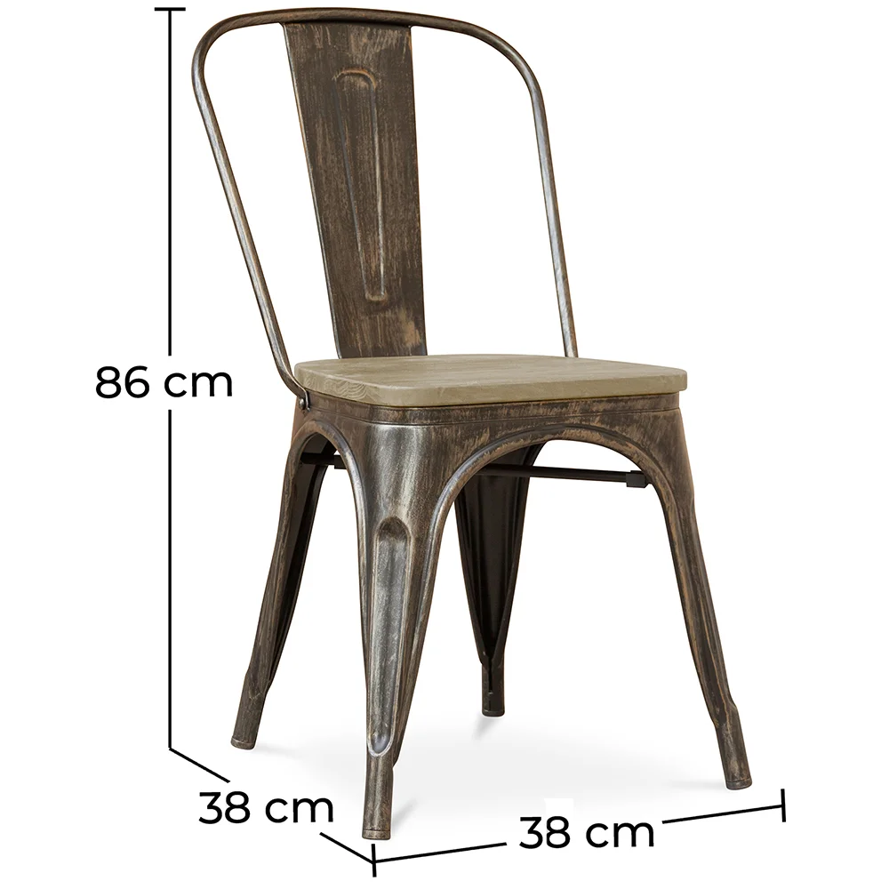Sedia da pranzo - Design industriale - Legno e acciaio - Stylix image 10