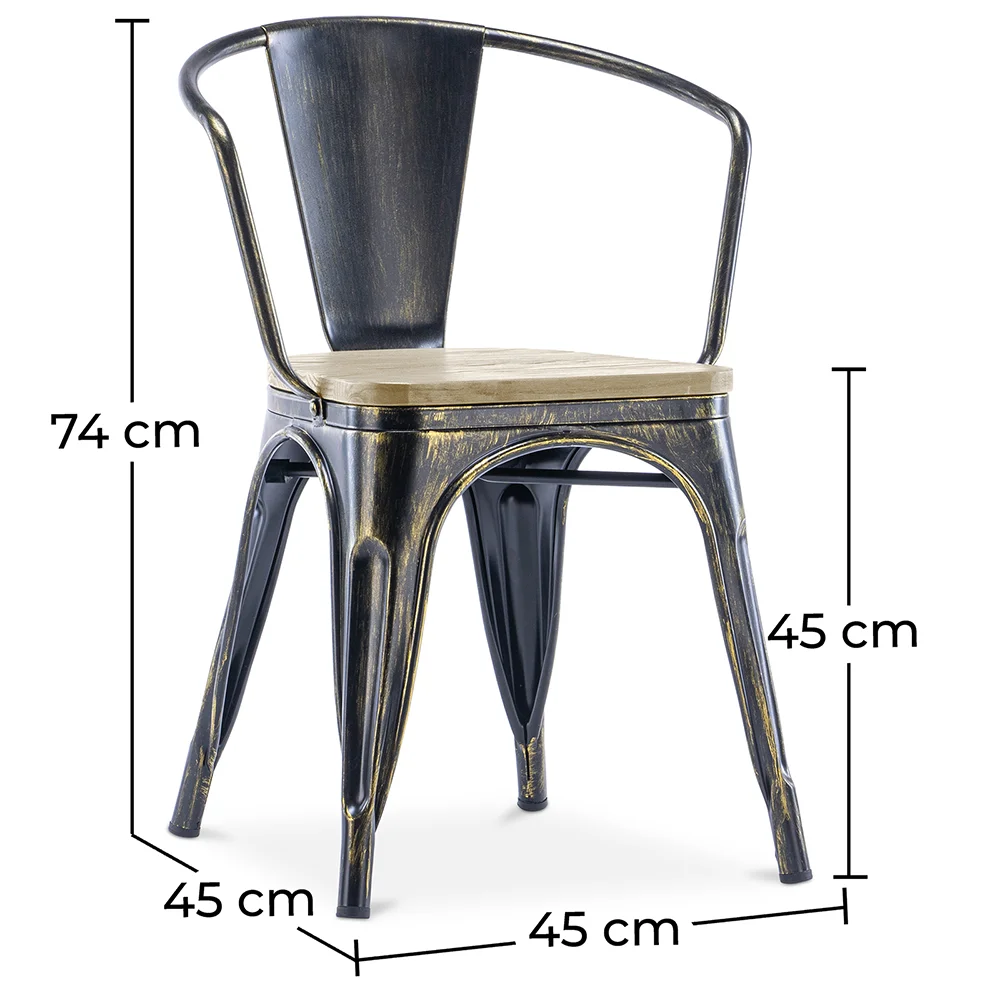 Sedia da pranzo con braccioli - Legno e acciaio - Stylix image 10