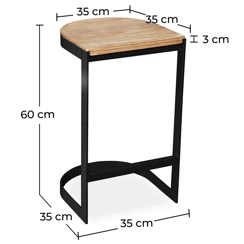 Sgabello da bar di design industriale - Legno e metallo - 60cm - Lia image 10