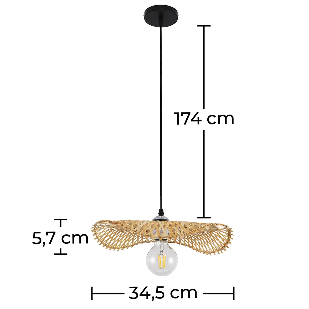 Lampada a soffitto in bambù - Lampada a sospensione stile Boho Bali - Noila image 10