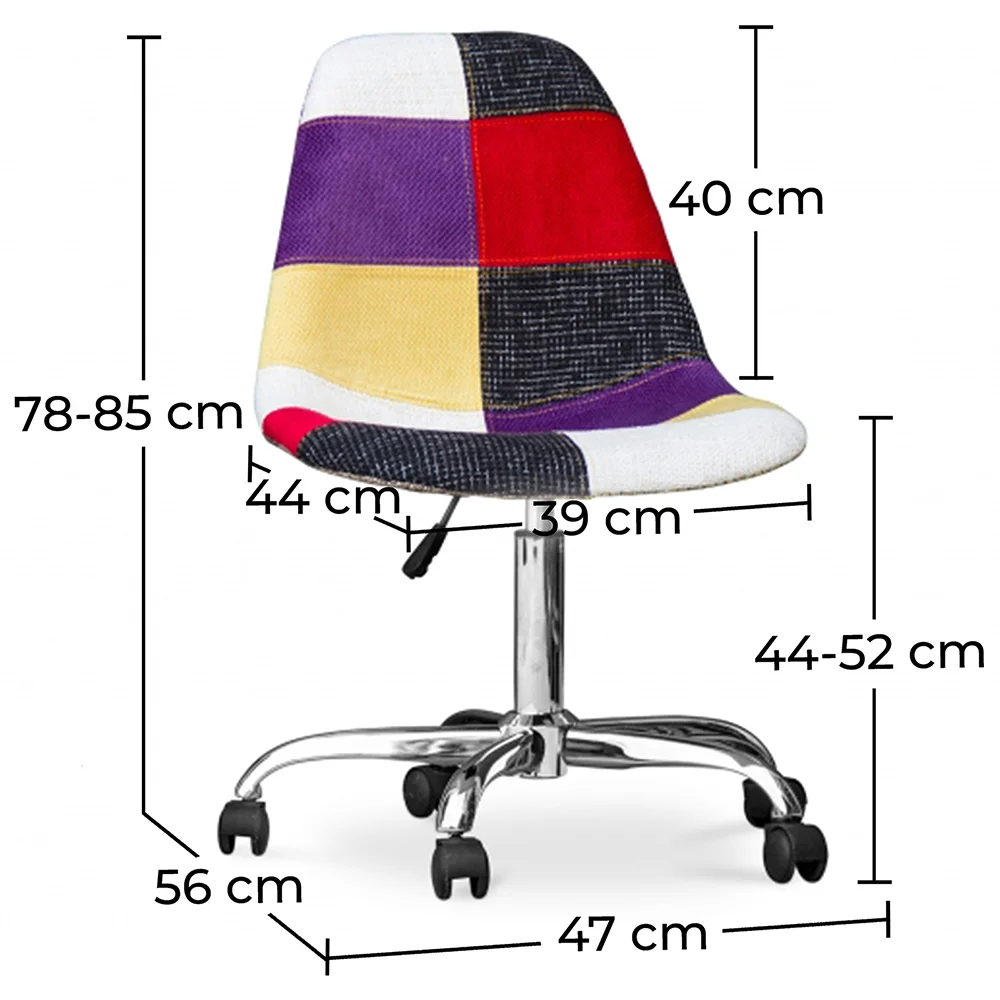 Sedia da Ufficio con Rotelle - Sedia da Scrivania - Rivestita in Patchwork - Tessa image 10