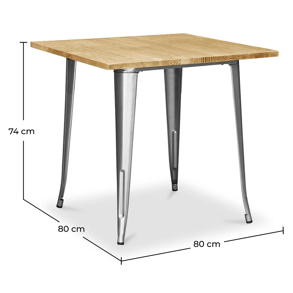 Tavolo da pranzo quadrato industriale - Legno e metallo - Stylix image 10