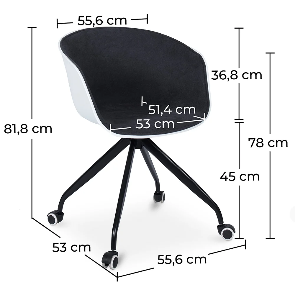 Sedia da ufficio con braccioli - Sedia da scrivania con rotelle - Bianco e nero - Jodie image 10