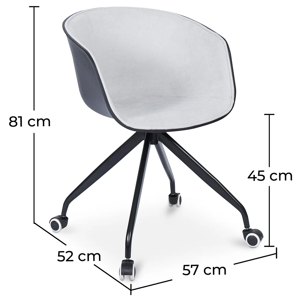 Sedia da ufficio imbottita con braccioli - Sedia da scrivania con rotelle - Bianco e nero - Jodie image 10